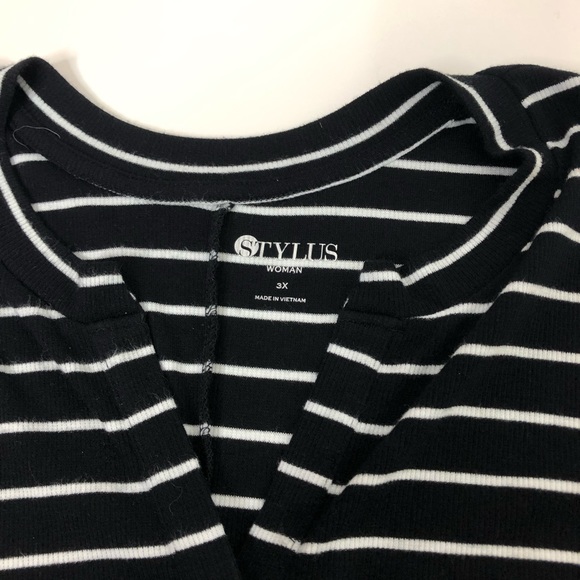 Stylus Striped Black White Tank Top Plus Size 3X - Picture 5 of 6